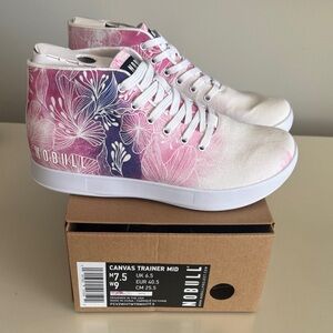 NOBULL Pink, Purple & White Floral Canvas Mid Trainers